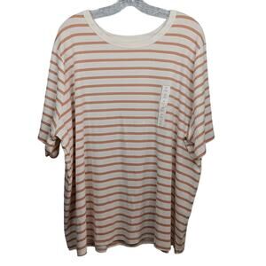 NWT A New Day 4X Short Sleeve Striped Brown Cream Top
